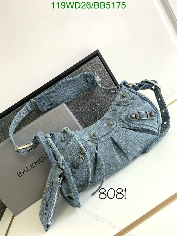 Le Cagole Small Shoulder Bag Denim with Rhinestones Fake Balenciaga 6K8M45 — view 1