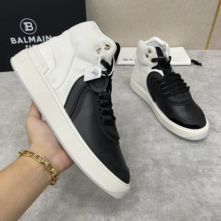 View 8 of Monochrome Balmain High-Tops: Luxury Comfort Sneakers