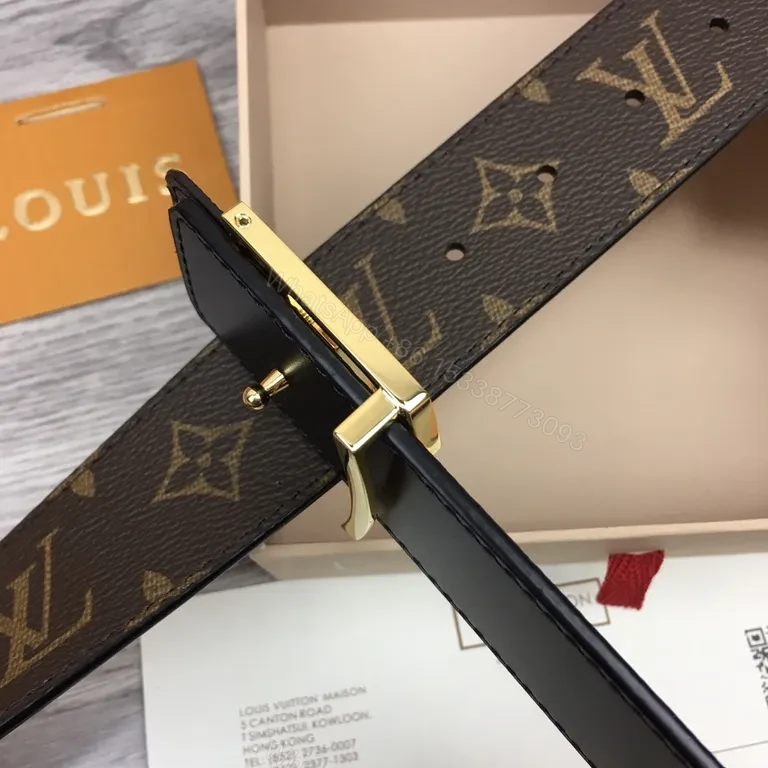 View 4 of Louis Vuitton Monogram Belt with Gold LV Buckleâ€”Versatile Luxury Accessory