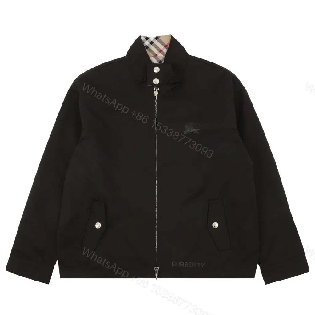 Dark Black Field Jacket: Smooth Contemporary Luxury Exterior + Check Interior — view 1