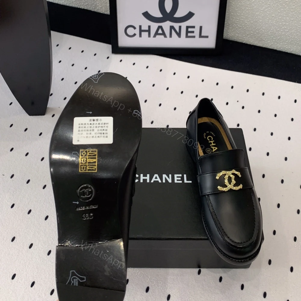 View 9 of 高仿Chanel*24S系列G45663B牛皮革樂福鞋黑色3CM免檢版