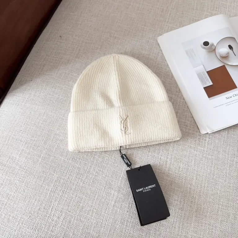 Minimalist Knit Beanie â€” Ivory, Premium Knit Blend, Crest Logo, Everyday Luxury — view 1