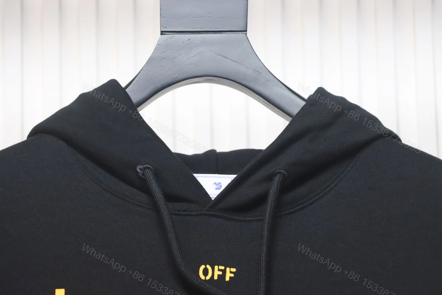 View 3 of Off-white religious Madonna print hoodie yellow