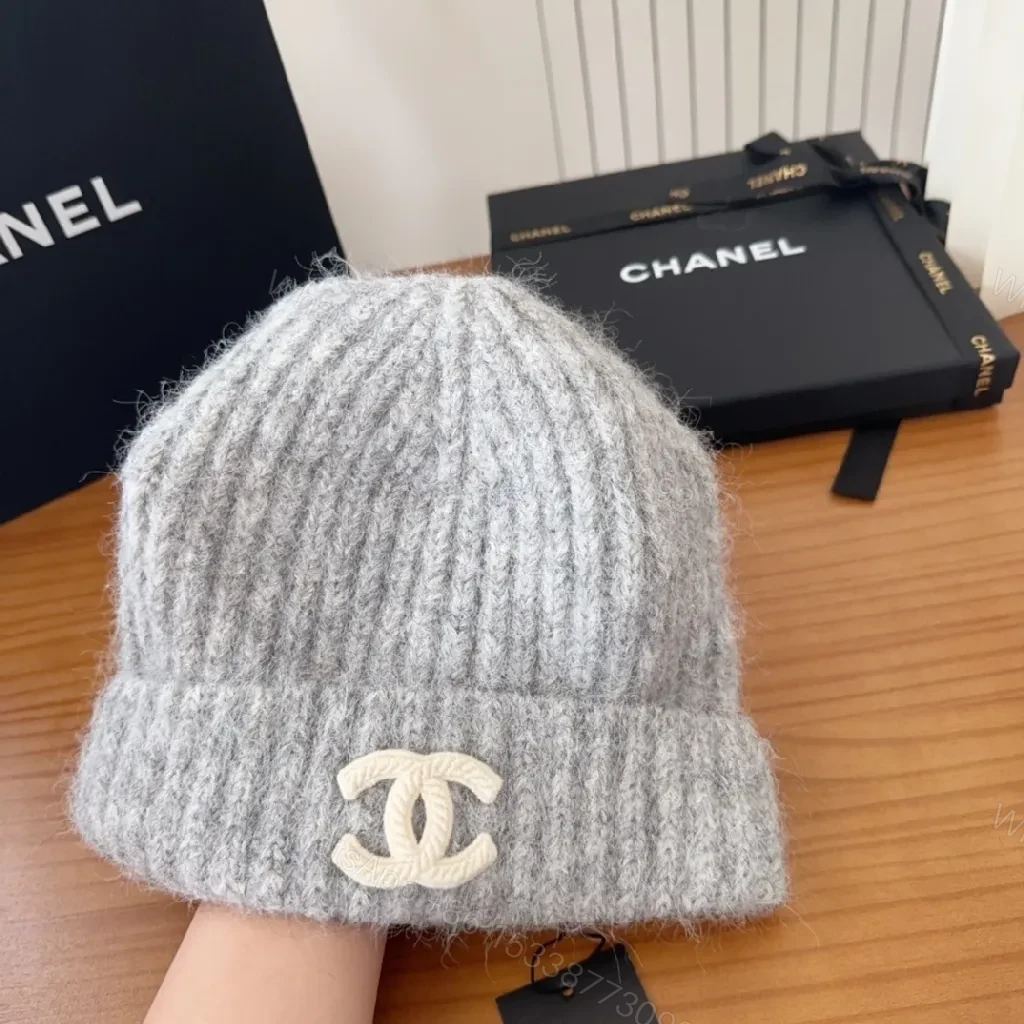 View 4 of Lux Wool Beanie, Ribbed Knit, Subtle Logo, Cozy Warmth, Beanie