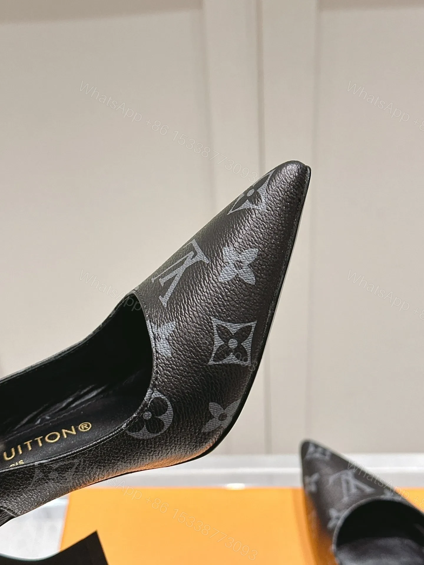 View 6 of LV Women Black Patterned Leather Heels