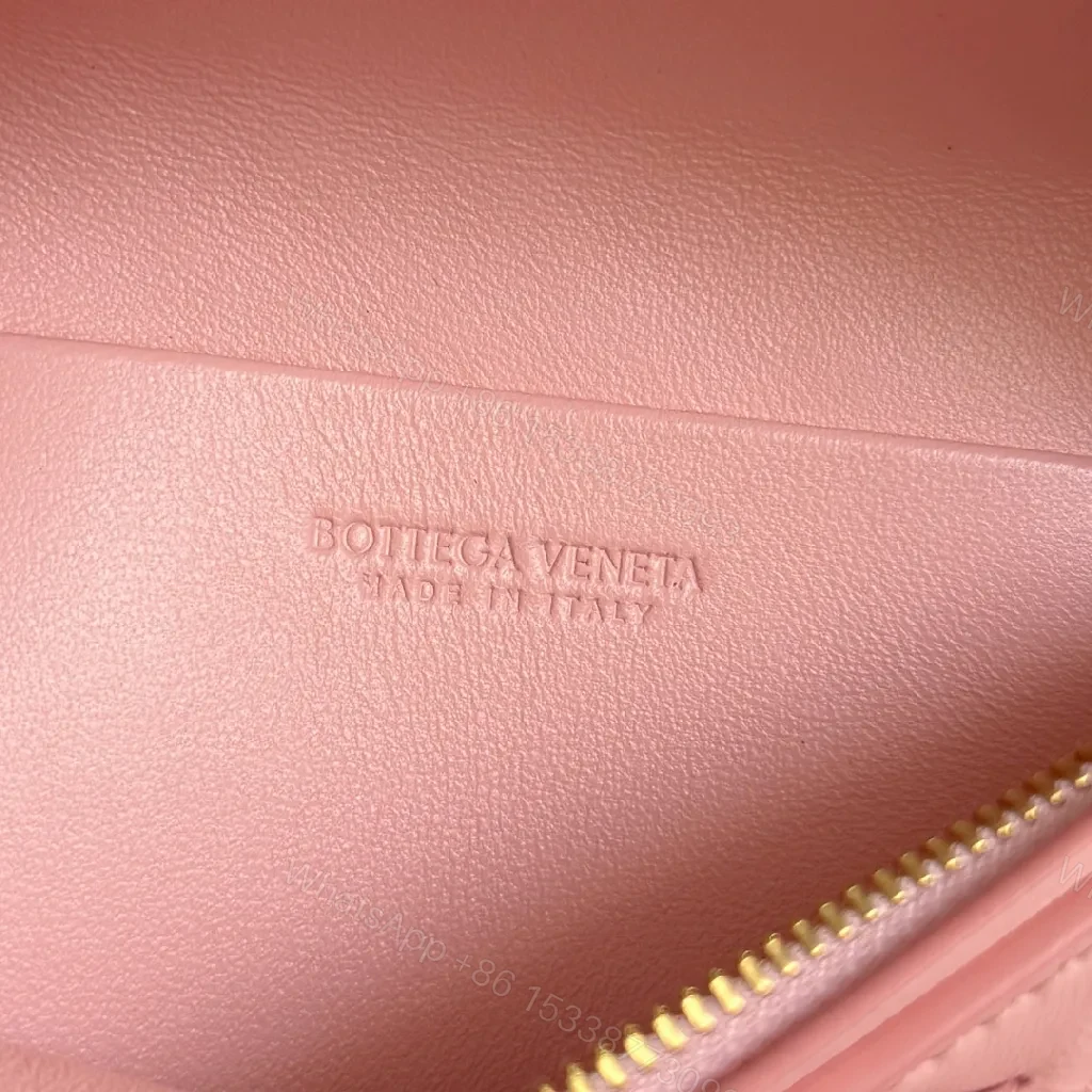 View 3 of Soft Pink Woven Crossbody: Mini Luxe, Gold Hardware Set