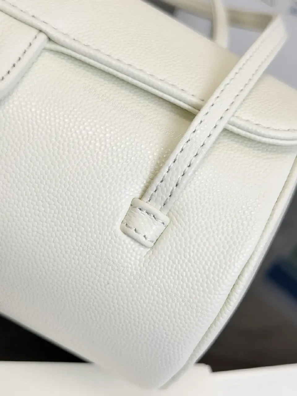 View 10 of White Calfskin Mini Flap Bag: Luxe Designer-Inspired Style
