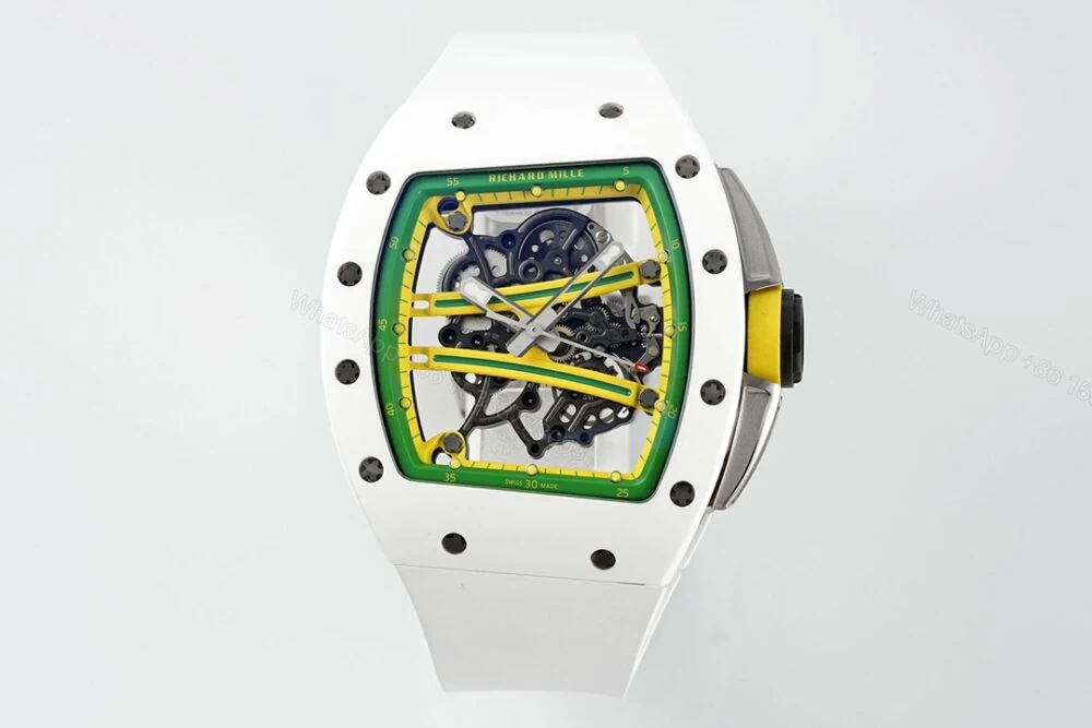 RM61-01 APSF White Ceramic/RU Skeleton Dial on White Rubber Strap RMUL2 Super Clone — view 1