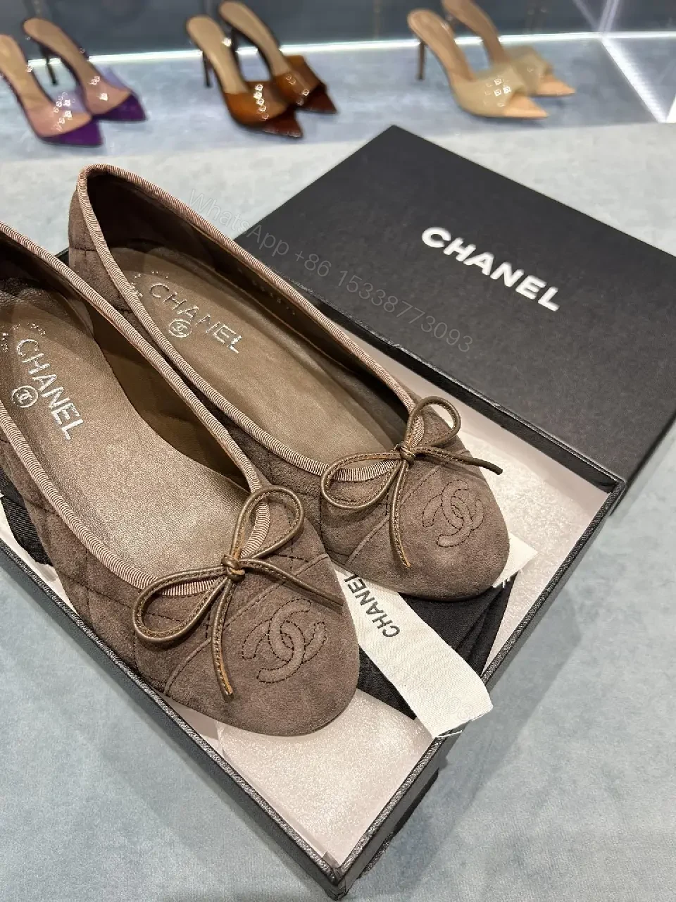 View 3 of Textured Suede Ballet Flats – Subtle Luxury Everyday Comfort