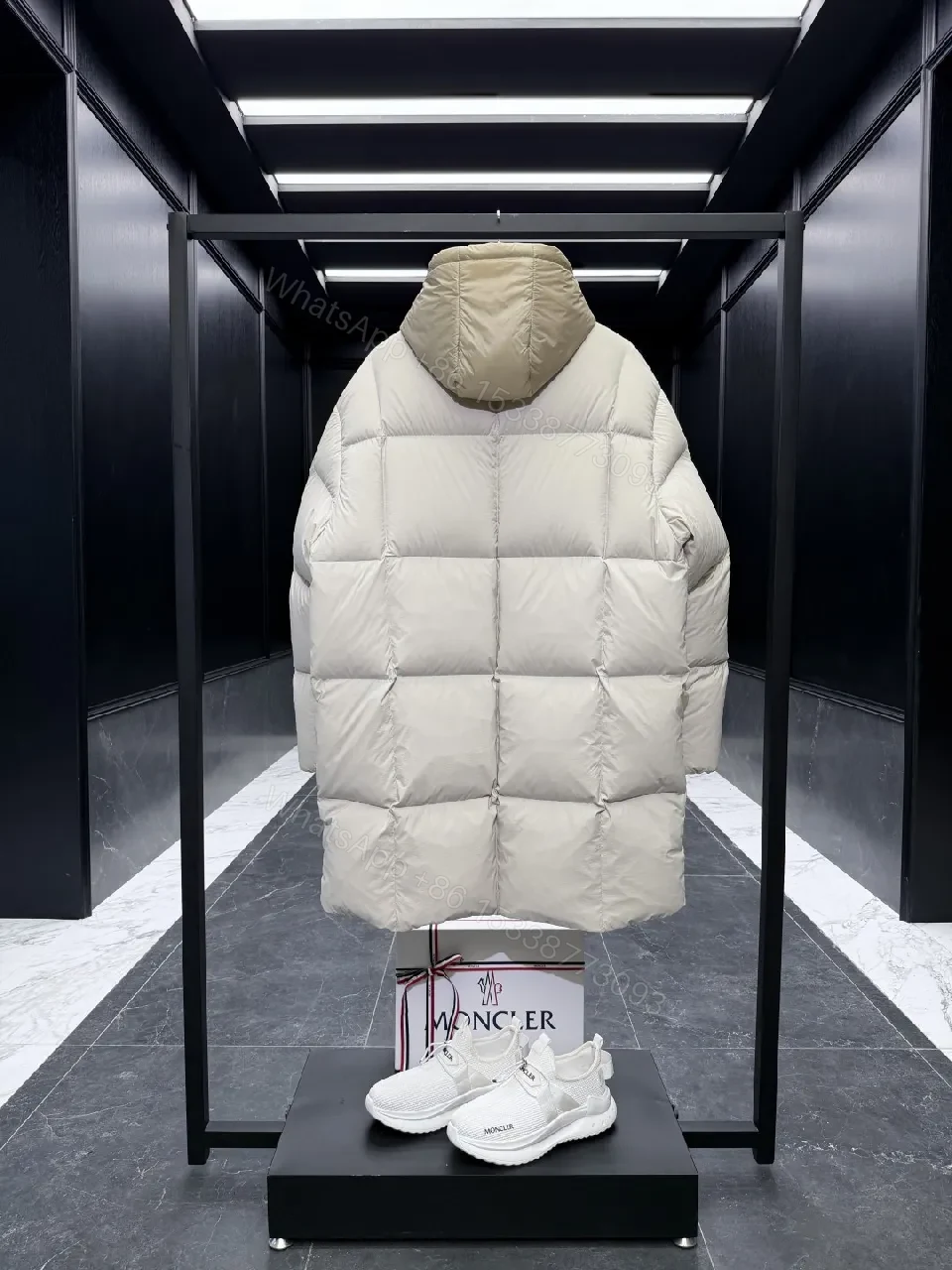 View 10 of Off-White-Trim Puffer Coat: Ultra-Warm, Subtle Luxury
