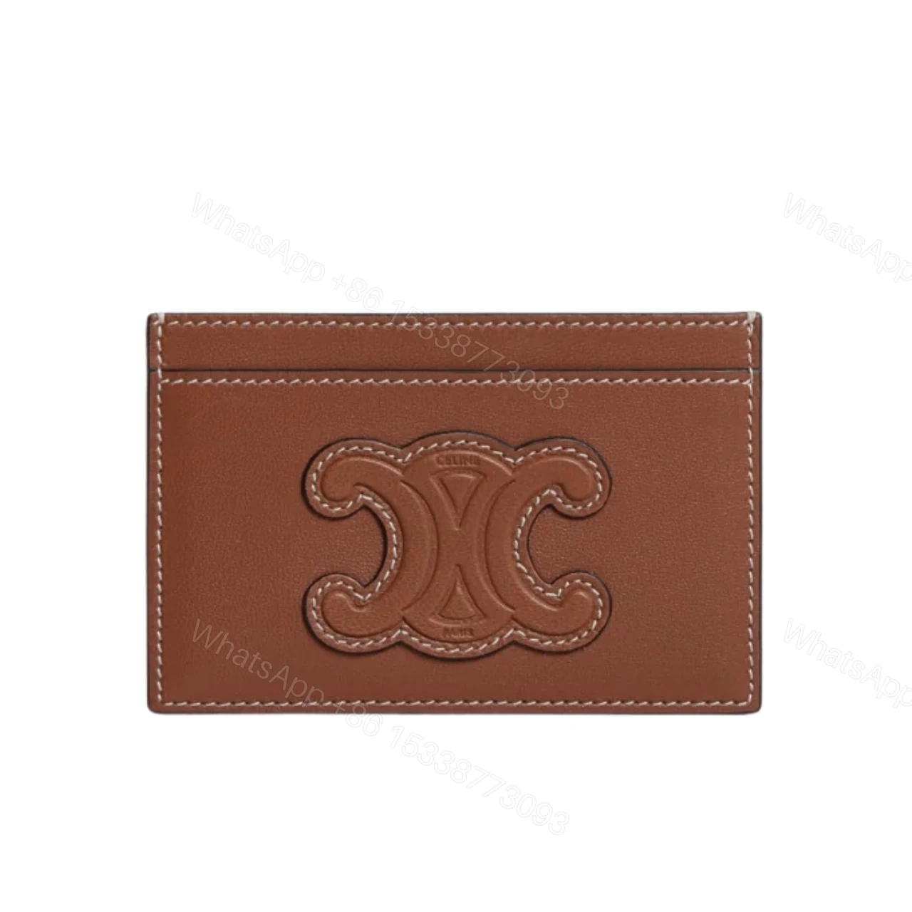 CELINE CARD HOLDER IN SMOOTH LAMBSKIN TAN BROWN 9CM — view 1