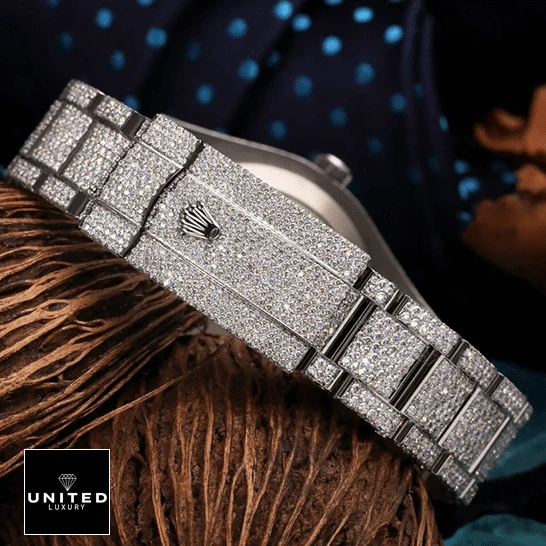 View 6 of Rolex Datejust 116300 White Gold Diamond Arabic Dial Iced Out Replica