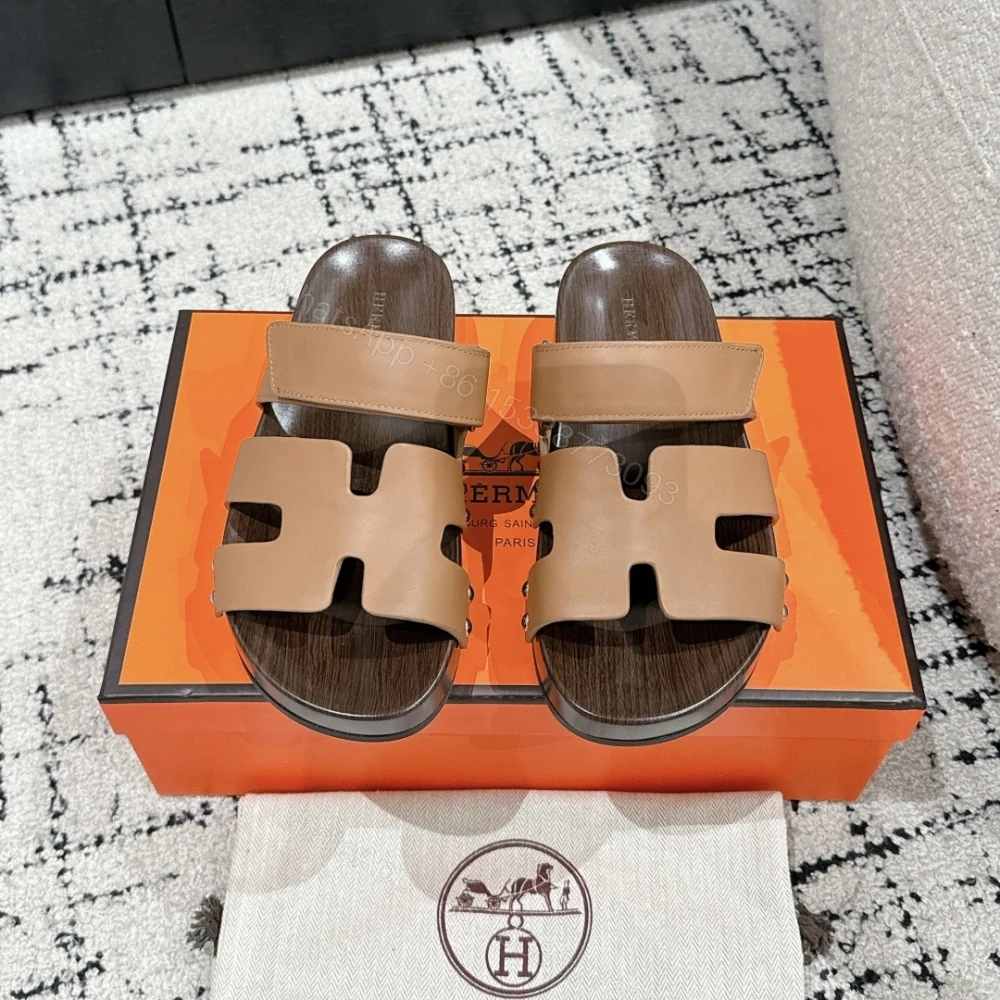 高仿Hermes*Kos系列H251012ZA3厚底木質拖鞋棕色4CM免檢版 — view 1