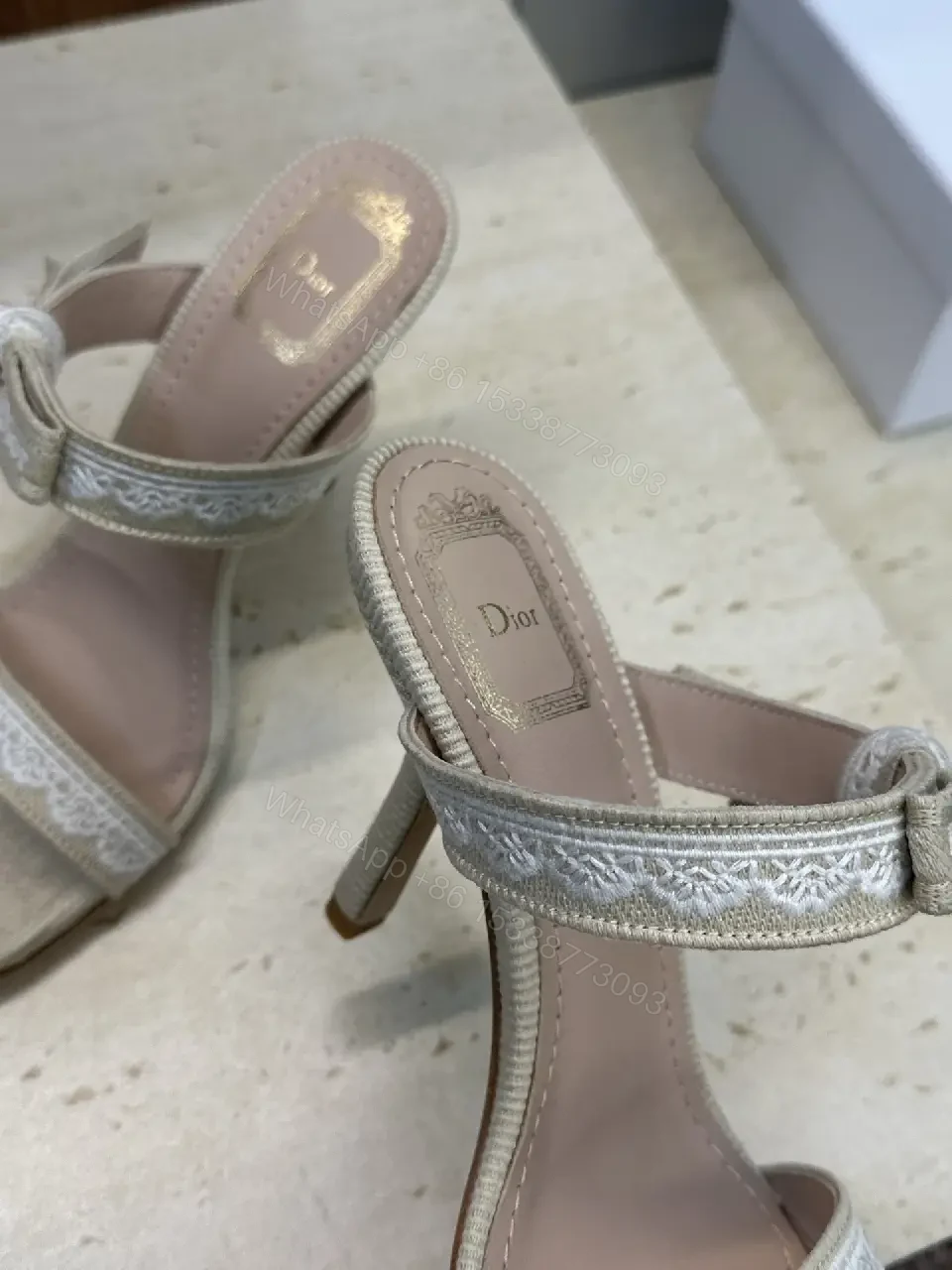 View 6 of Champagne-Embroidered Open-Back Sandals with Cushioned Comfort