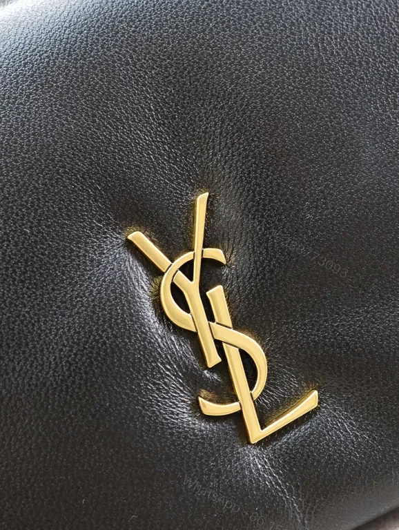 View 3 of Elegant Black Leather Clutch with YSL Gold Emblem - Night-Ready, All-Day Confidence
