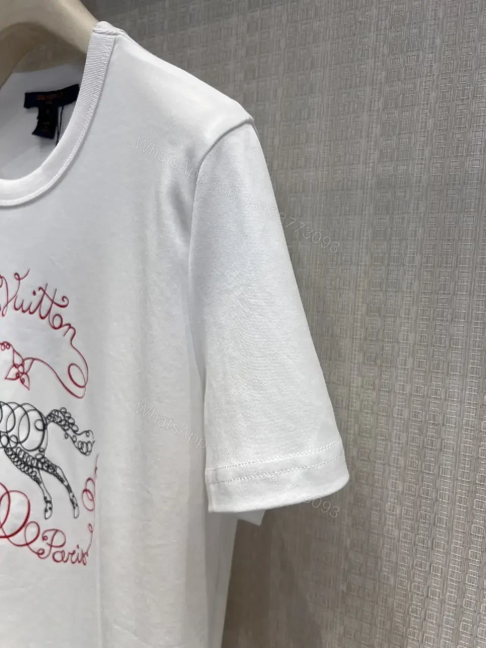 View 8 of White Cotton Luxe Tee with Signature Crest Graphic - Casual Premium Style