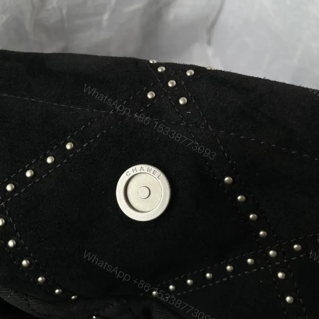 View 2 of Black Satin Quilted Bag with Diamond Stitching, Silver Chain Strap