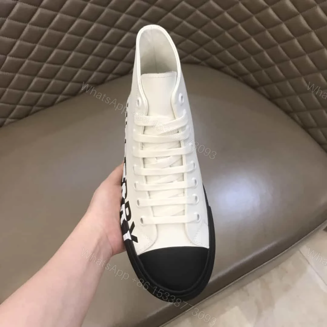 View 7 of BURBERRY LOGO PRINT GABARDINE HIGH-TOP SNEAKERS – BBR32