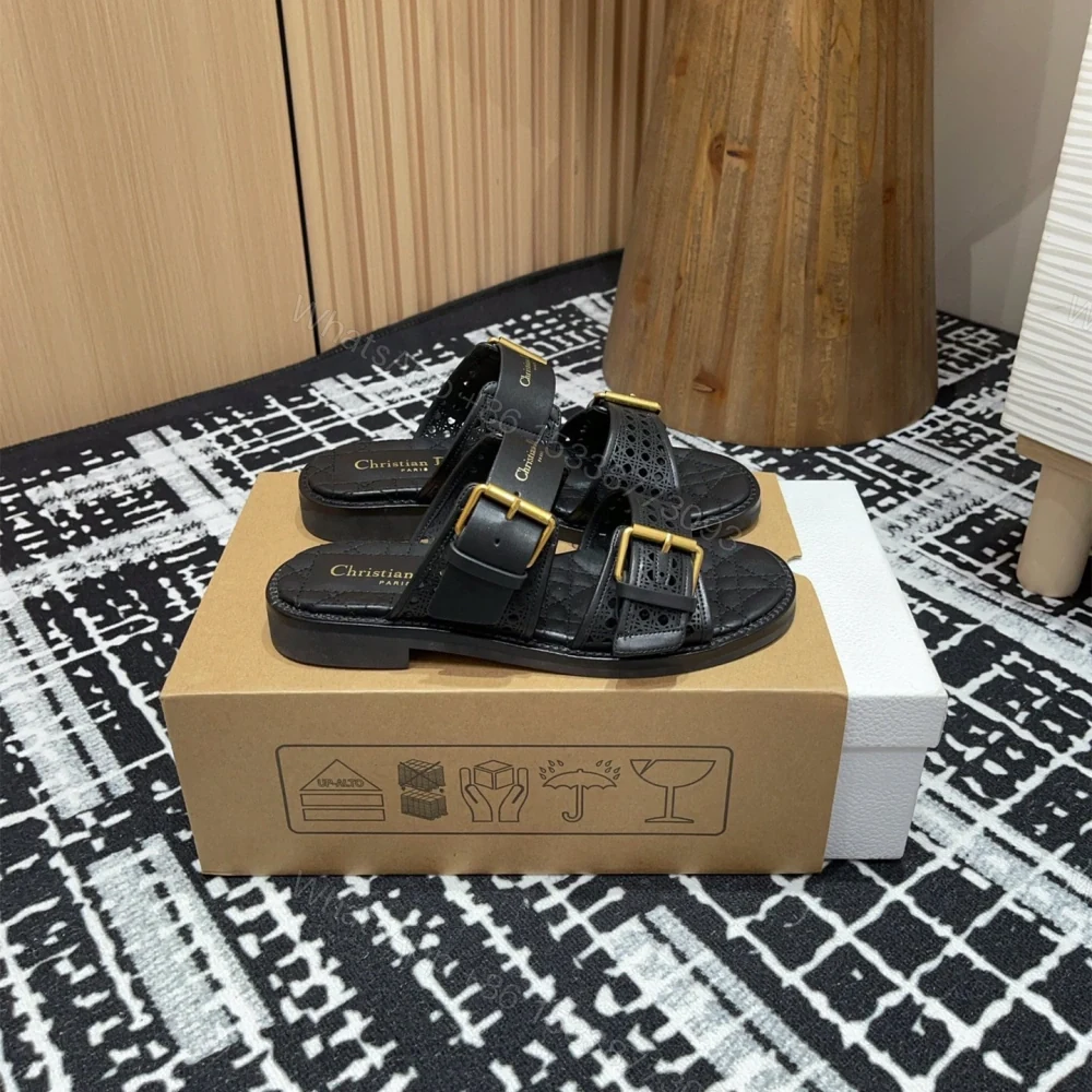 View 3 of 高仿Dior*D-Avenue系列KCO195圓頭塔扣一字拖鞋黑色免檢版