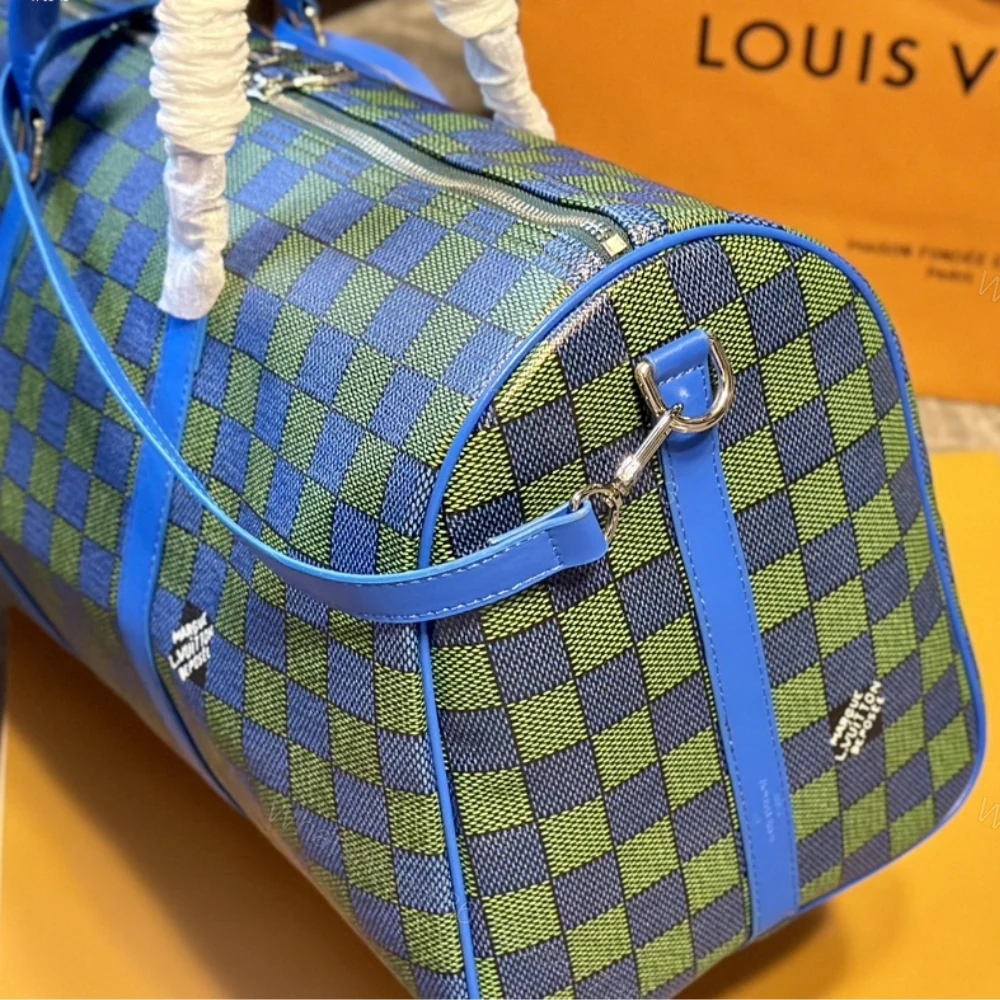 View 7 of Louis Vuitton Keepall Bandoulière Blue Green 45Cm