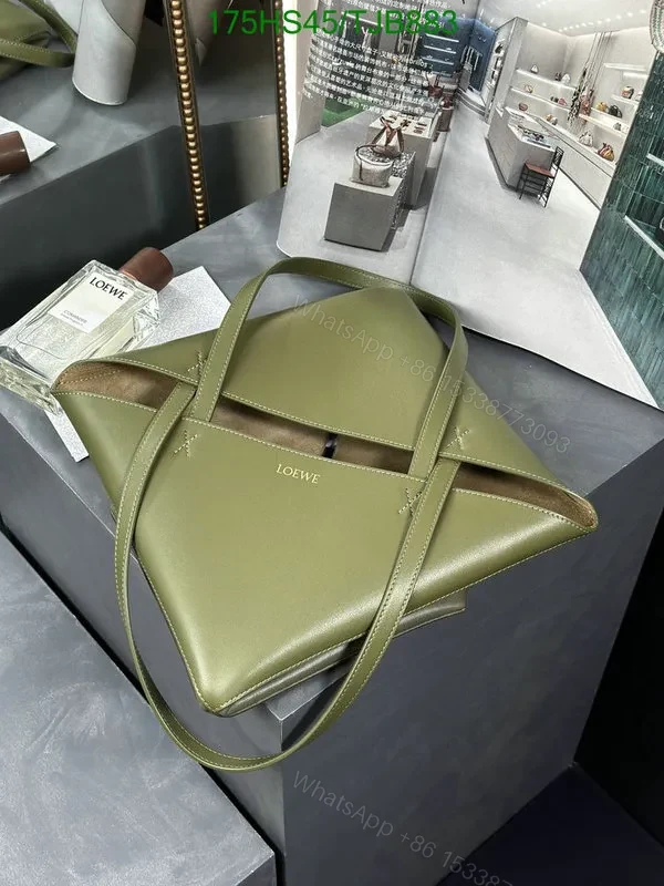 View 17 of Loewe Puzzle Fold Tote in Chocolate/Burgundy Shiny Calfskin DD9633