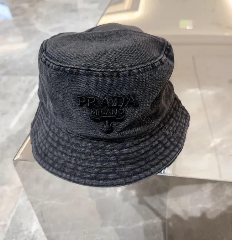 View 6 of Dark-Wash Prada Milano Bucket Hat: Subtle Luxe Edge