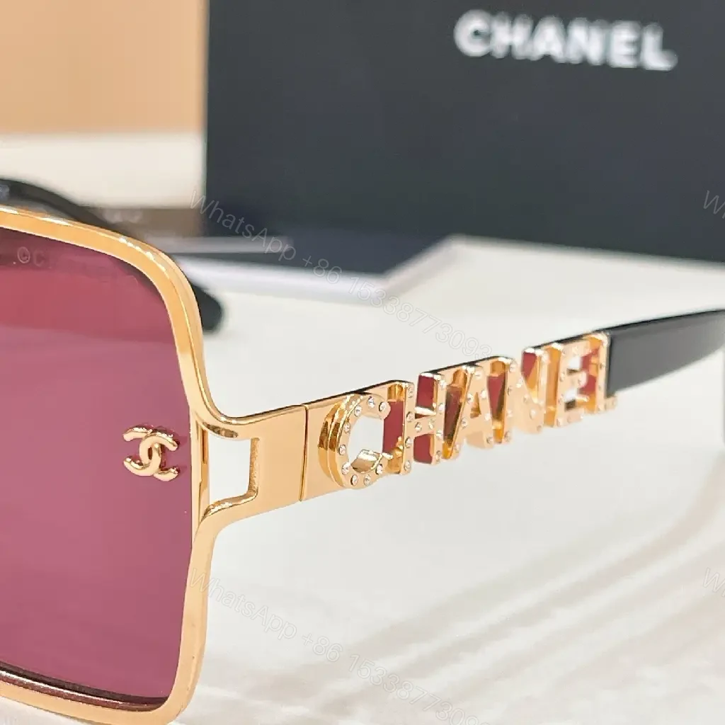View 2 of Oversized Square Sunglasses: Brown Gradient, Gold Accents, Luxe Style