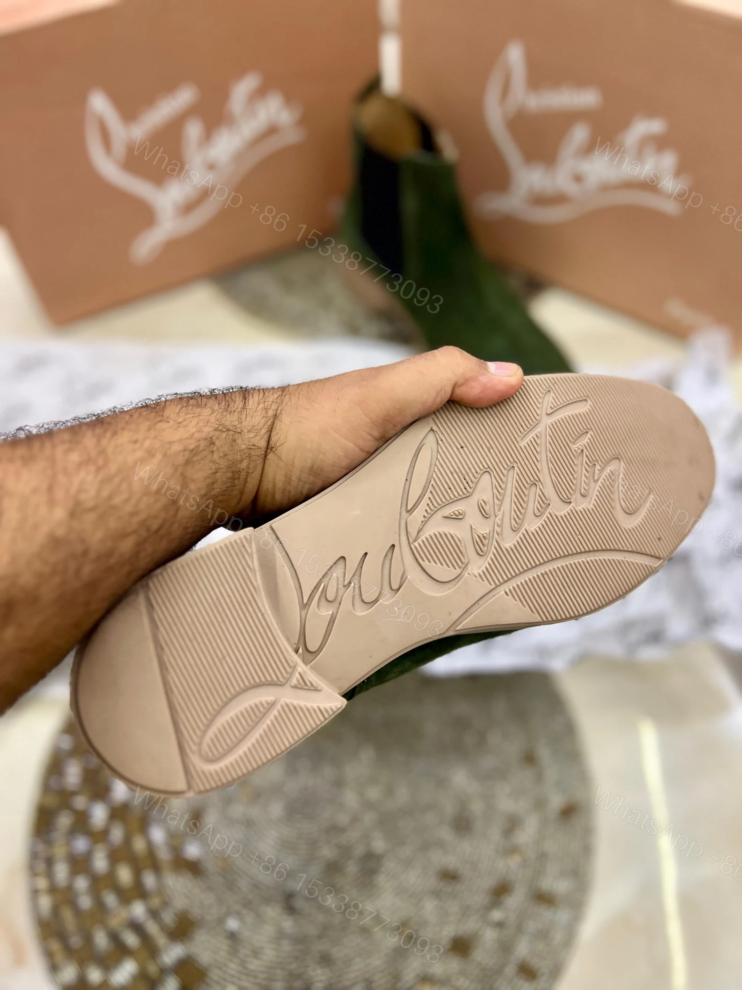 View 13 of First Copy Louboutin Suede Boots for Men