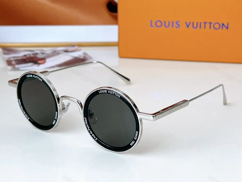 View 2 of Louis Vuitton Round-Frame Sunglasses: Chrome, Polarized Mirrored