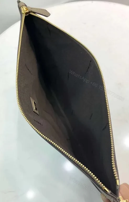 View 9 of Fendi Roma Python-Embossed Clutch: Taupe Luxury Statement