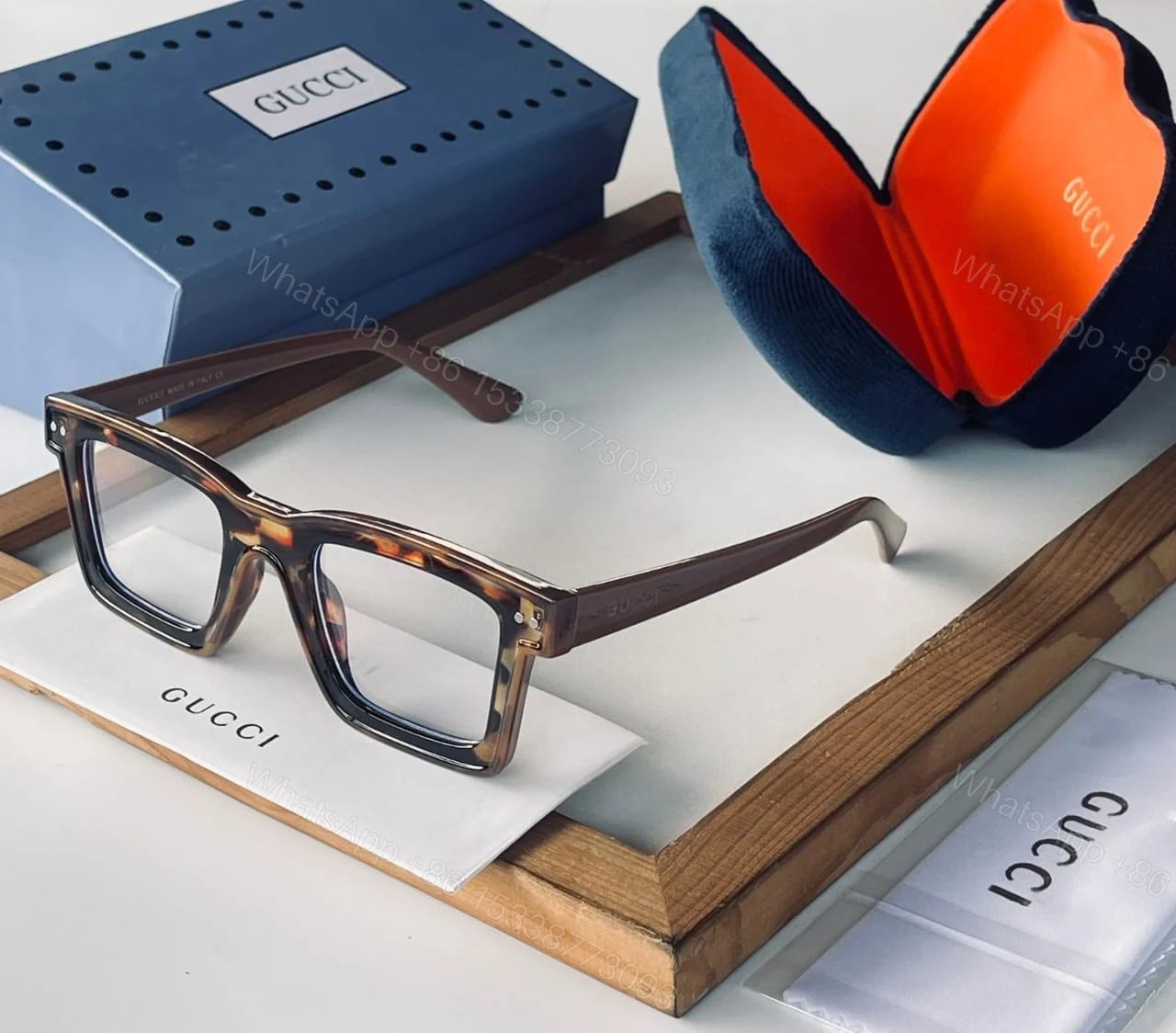 View 4 of Gucci Transparent Eyeglasses Square Frame Clear Lens