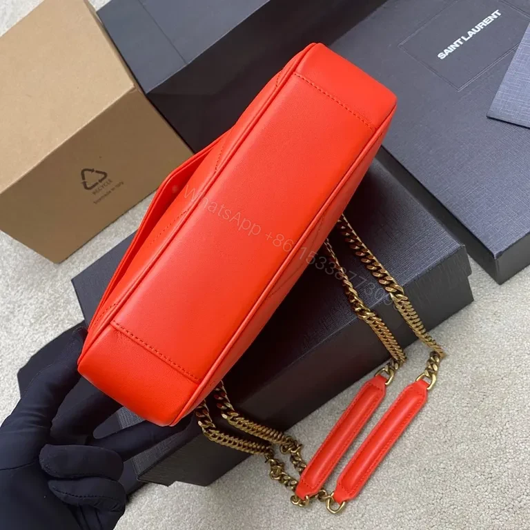 View 8 of Coral YSL Quilted Flap Bag: Luxe Everyday Statement