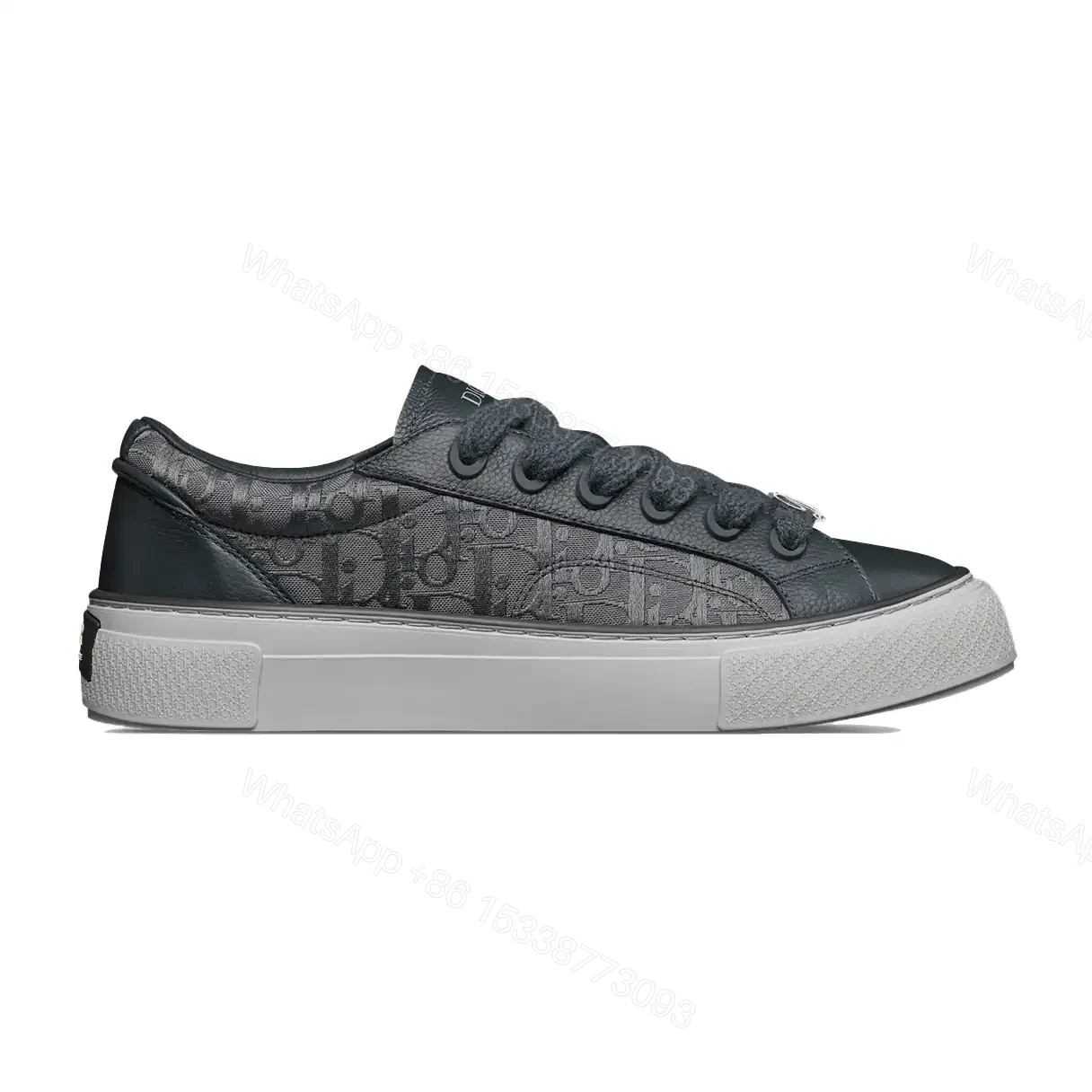 DIOR B33 SPIN SNEAKERS – LIMITED AND NUMBERED EDITION ANTHRACITE GRAY GRAINED CALFSKIN – CD208 — view 1