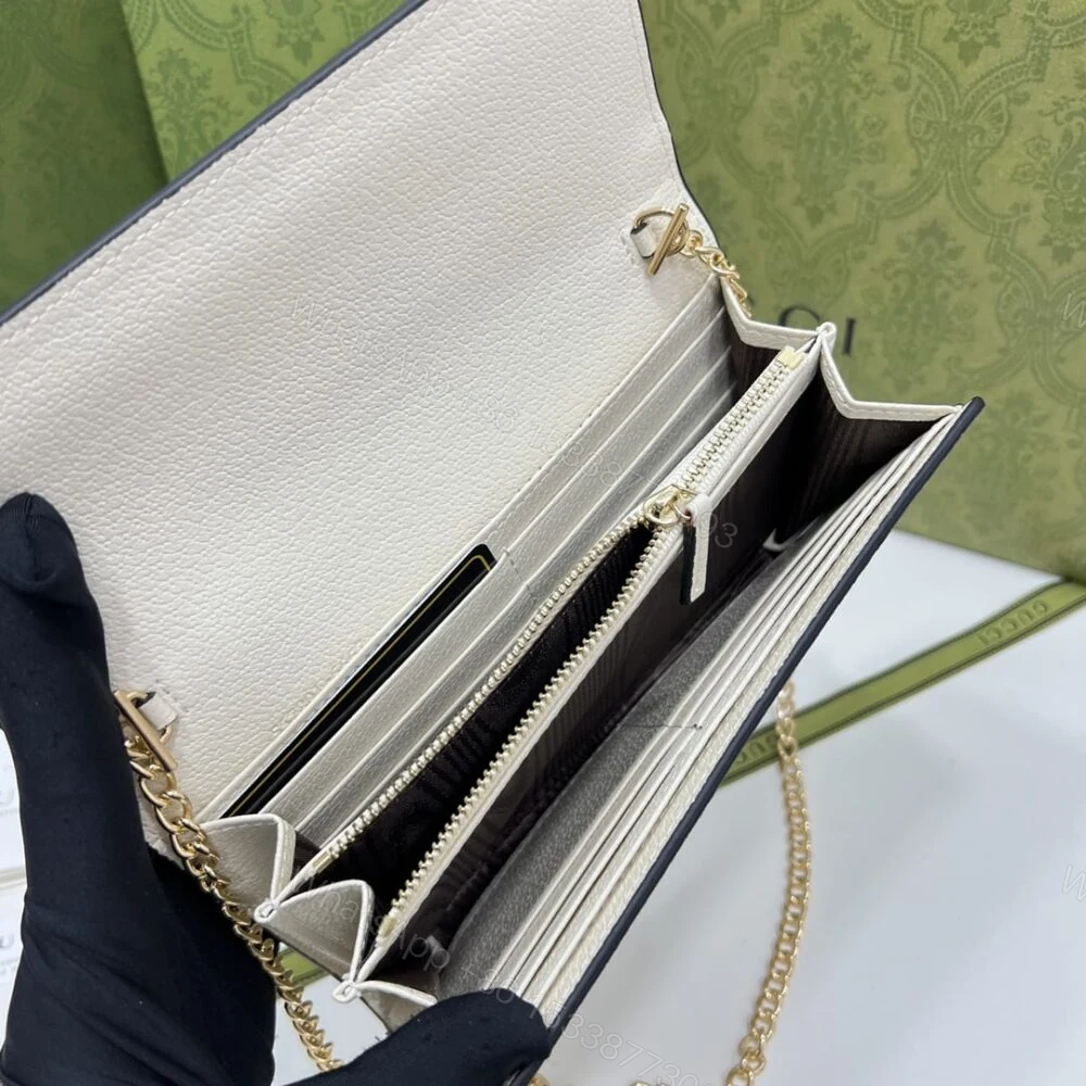 View 10 of Gucci Jackie 1961 Chain Wallet Beige And Ebony GG 19CM 652681 HUHHG 8565