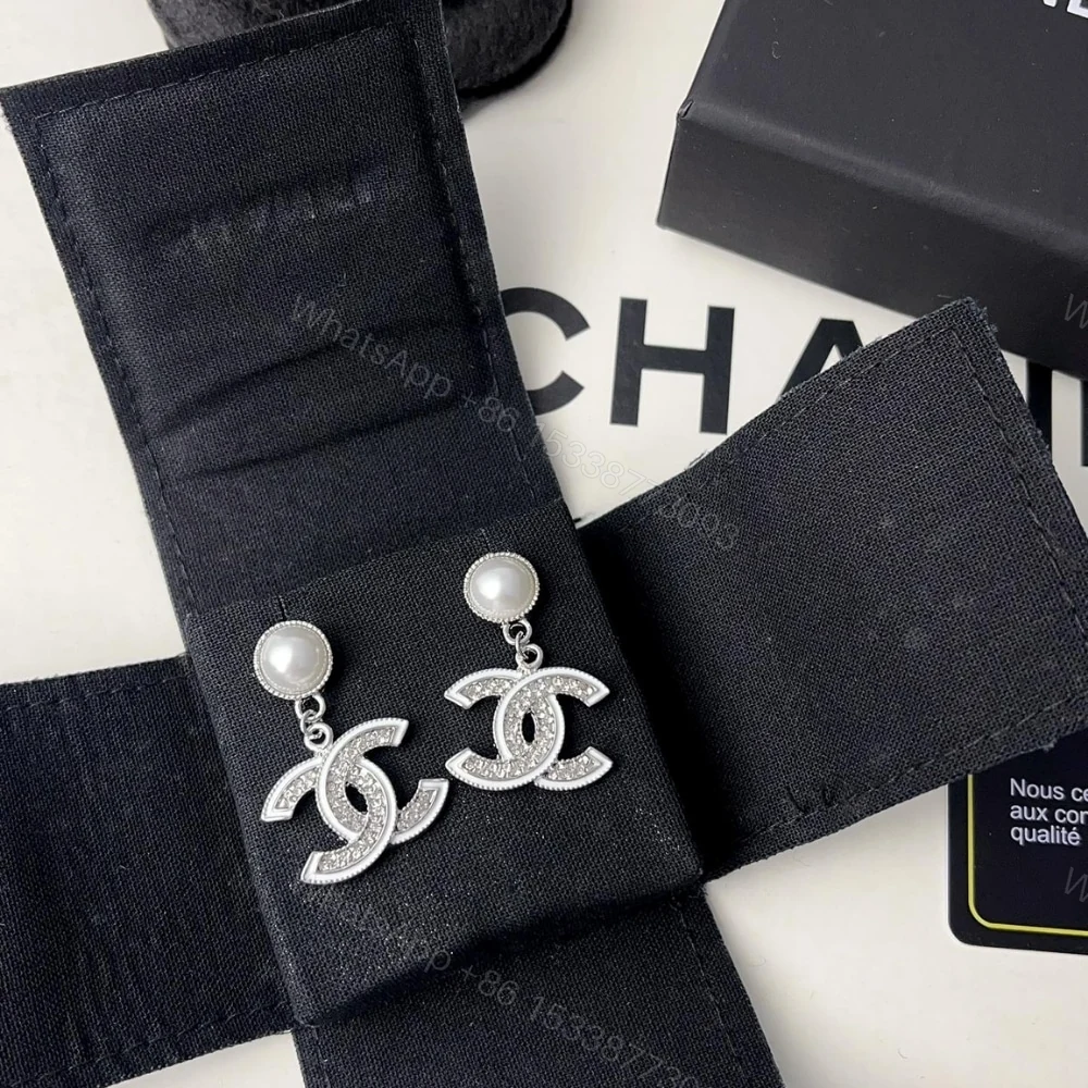 View 2 of CHANEL DOUBLE C PEARL EARRINGS SILVER WHITE