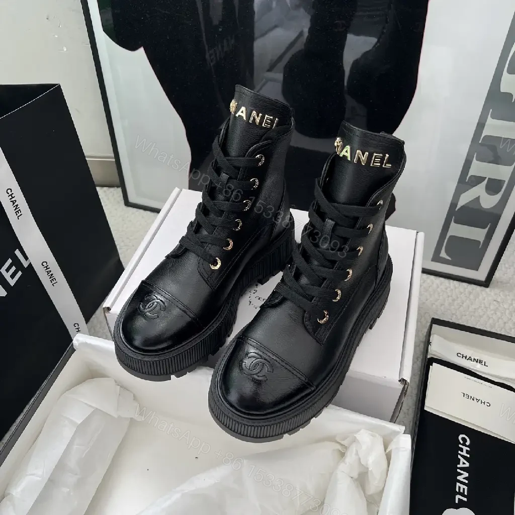 Black Leather Combat Boot: Architectural, All-Season Comfort — view 1