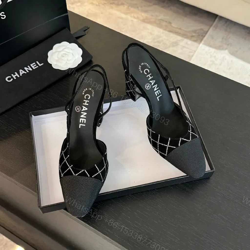View 8 of Grid-Pattern Slingbacks: Modern Luxury, All-Day Comfort, Pointed Toe
