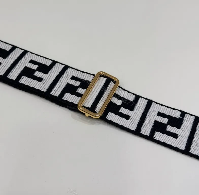 View 4 of Bold Fendi-Influence Strap: Luxe Webbing, Gold Hardware