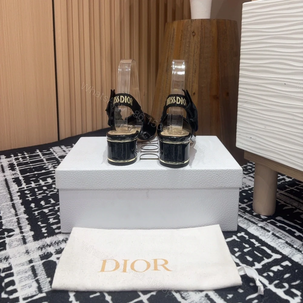 View 6 of 高仿Dior*Miss系列KDV273露跟蝴蝶結矮踭鞋黑色免檢版