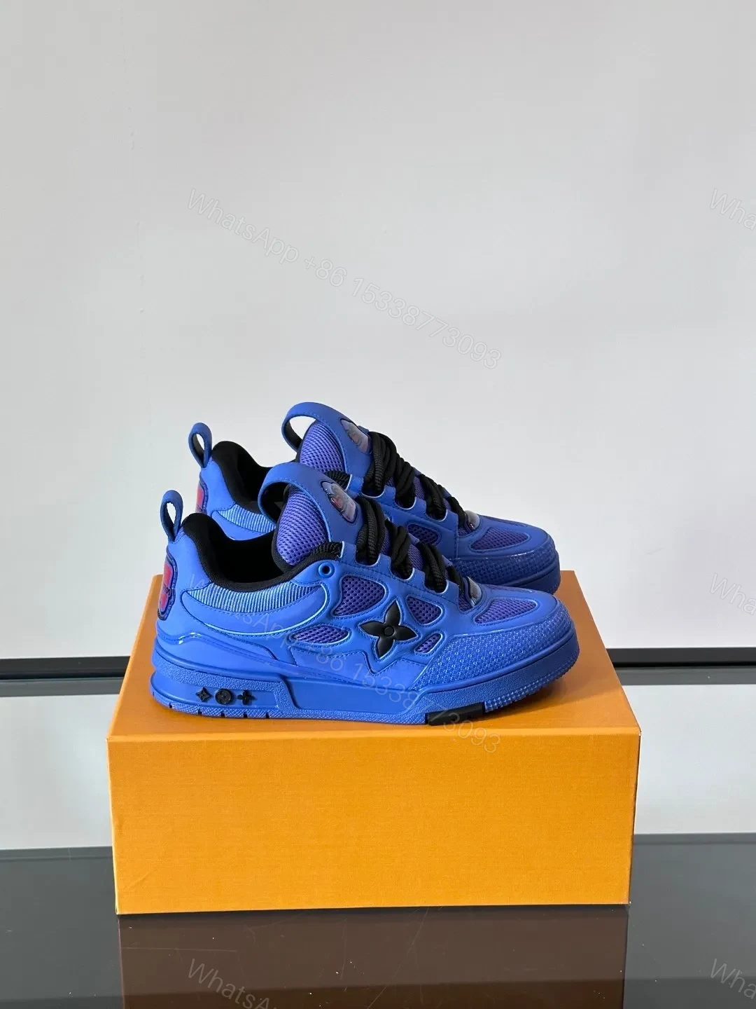 LV Men Blue Mesh And Leather Sneakers — view 1