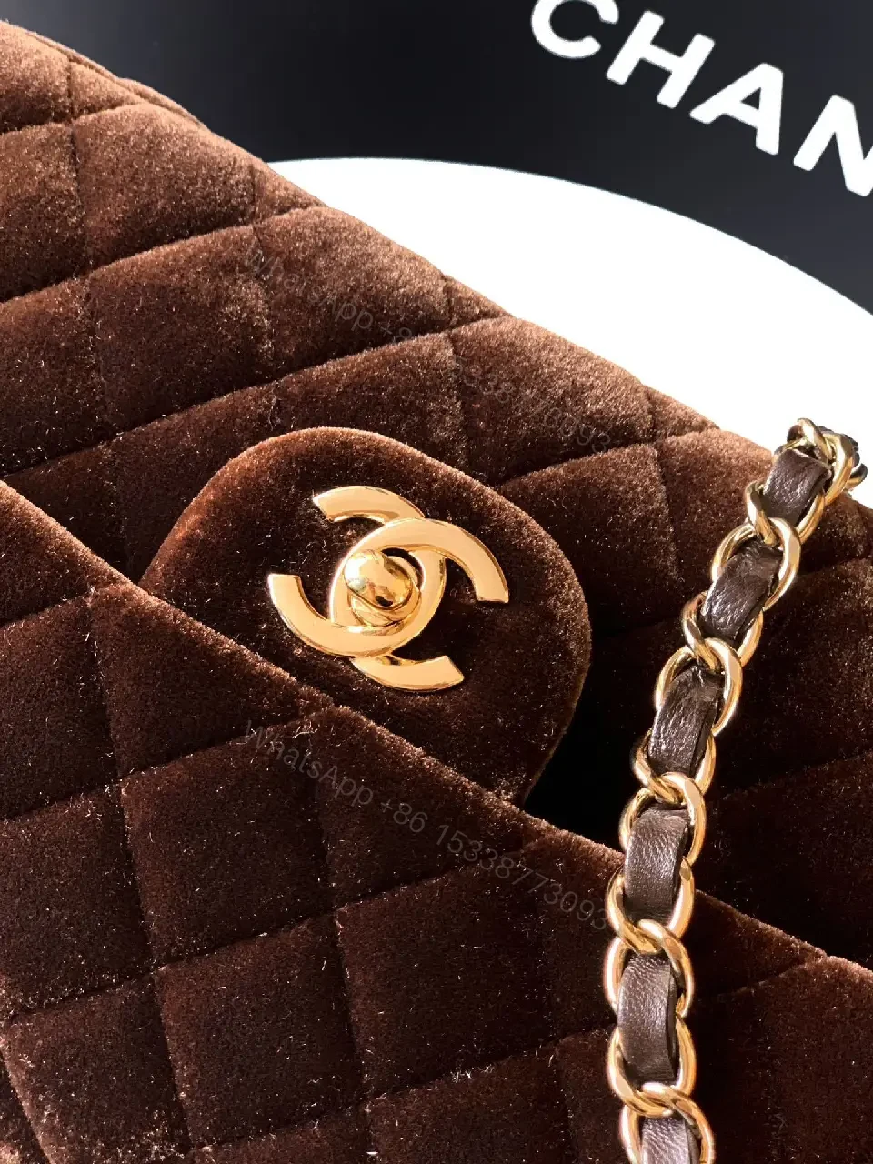 View 3 of Velvet Chic Flap Bag: Gold Chain, Modern Couture-style