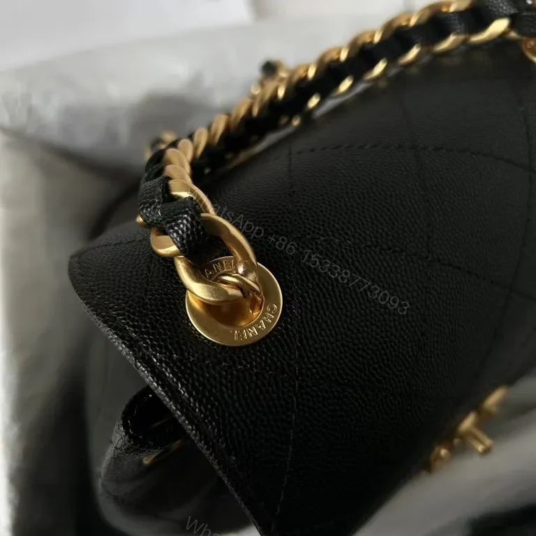 View 2 of Chanel-Inspired Quilted Leather Backpack with Gold Hardware