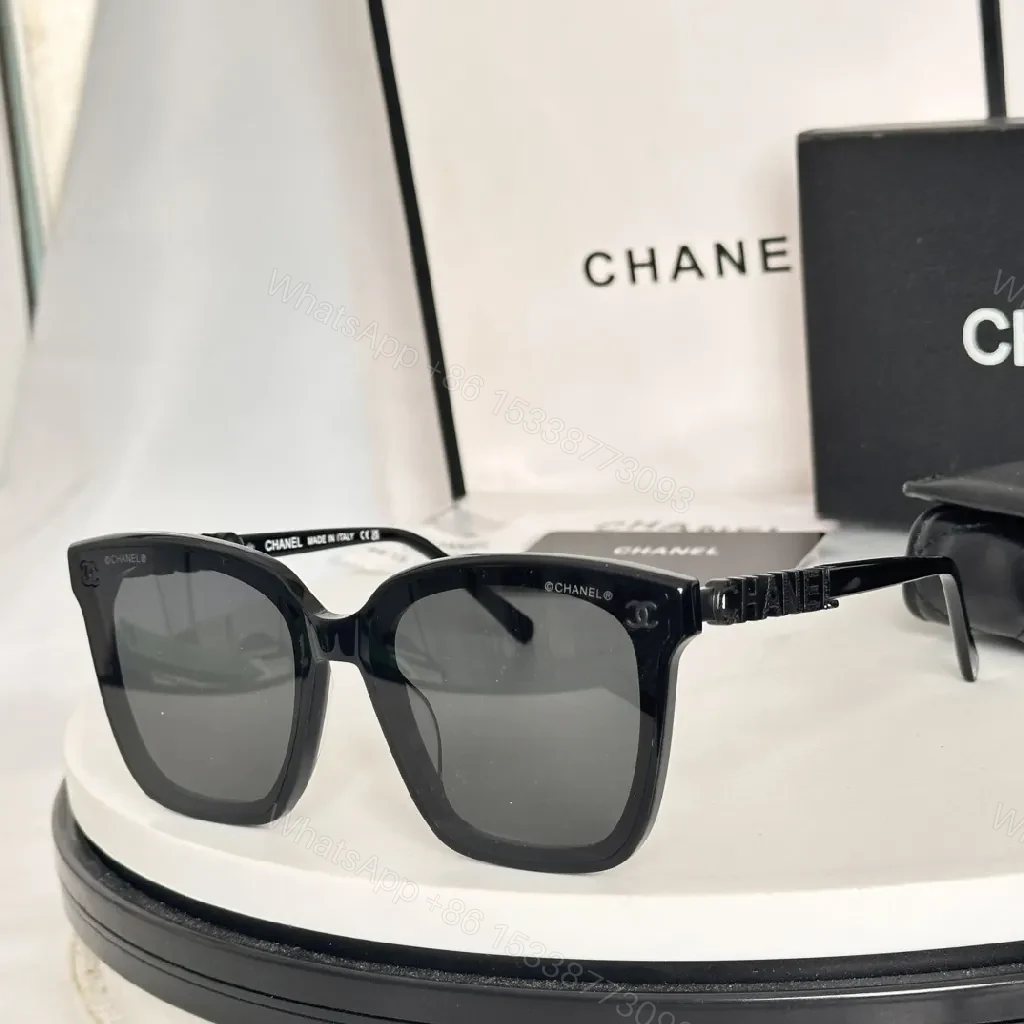 View 4 of Tortoise Shell Sunglasses, Gold Logo Accents, Square Design, UV Protection