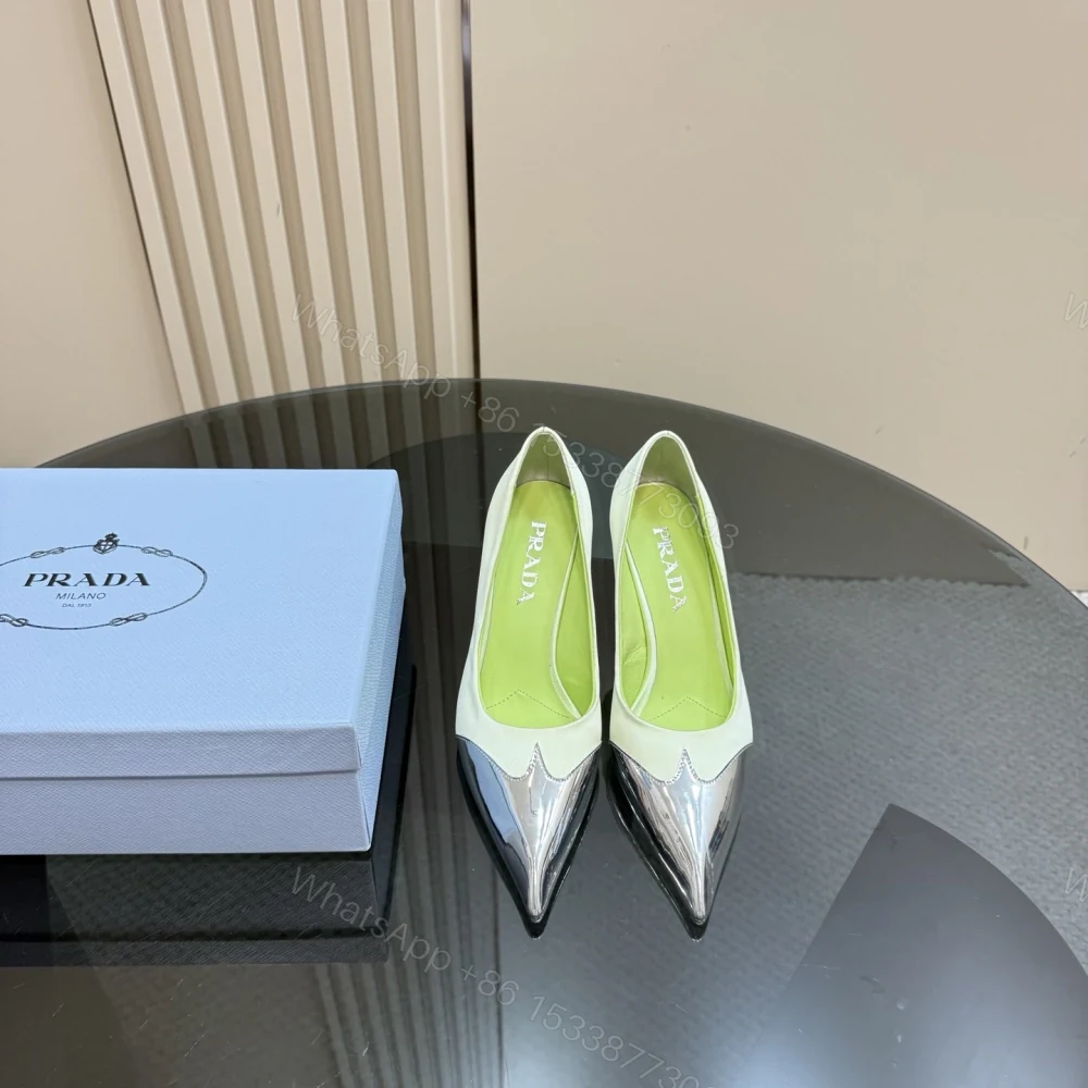 高仿Prada*春夏系列1l968U金屬漆皮尖頭細高踭鞋8.5CM蘋果綠免檢版 — view 1