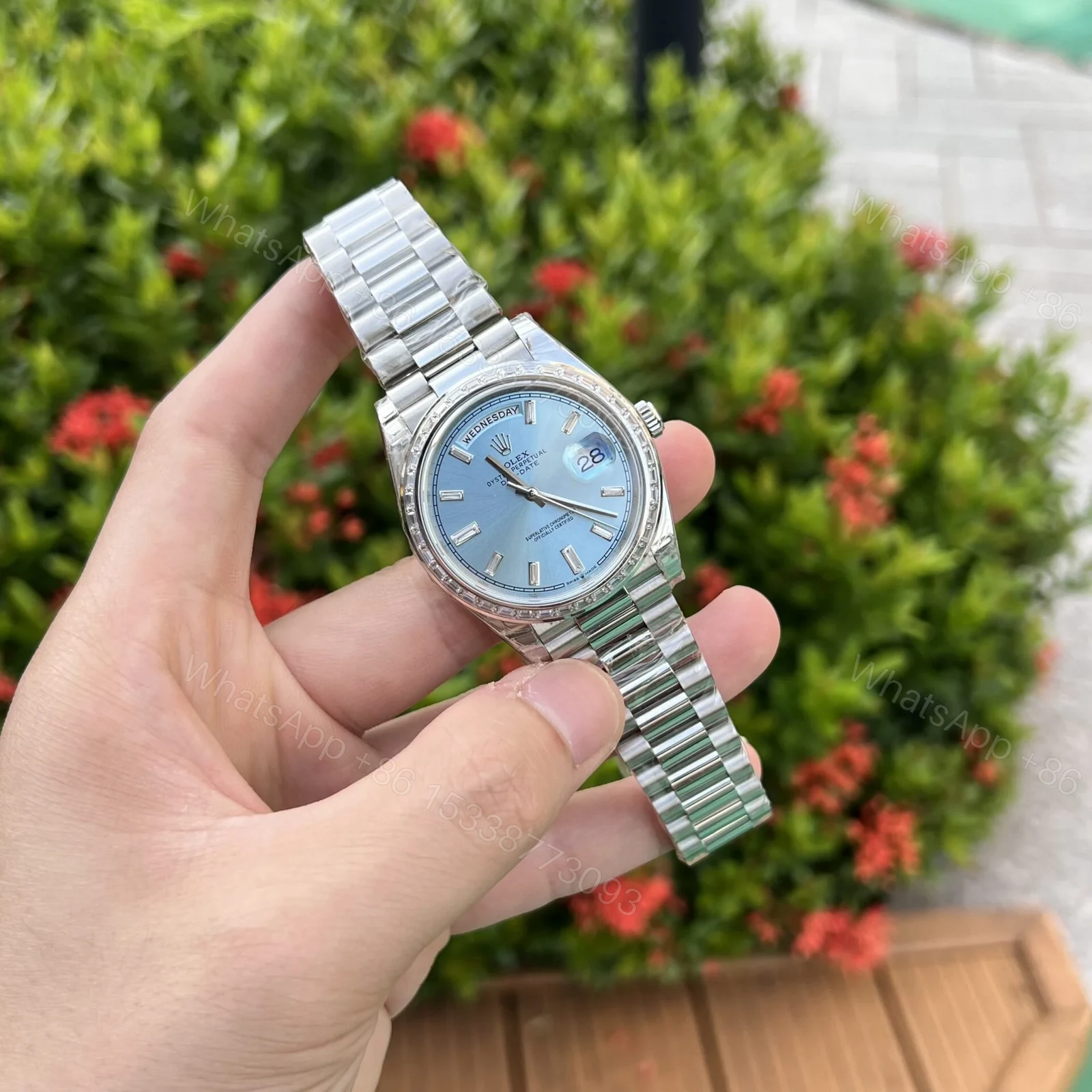 View 4 of Superclone Rolex Day-Date Ice Blue Diamond Dial 228396tbr-0002 40 mm