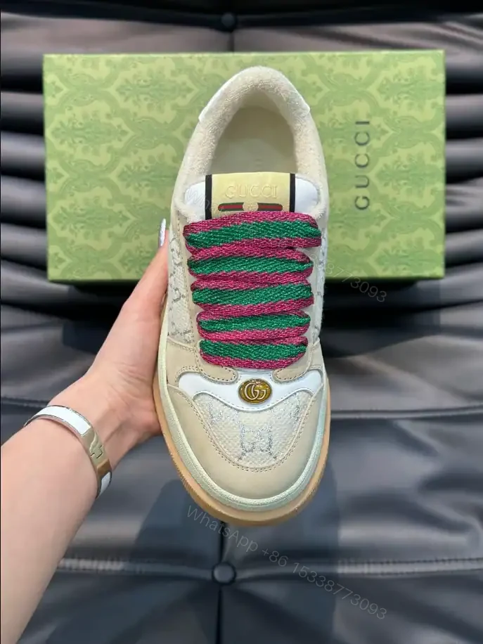 View 8 of GUCCI SCREENER TRAINER SNEAKERS WHITE GG LAME CANVAS – GC173