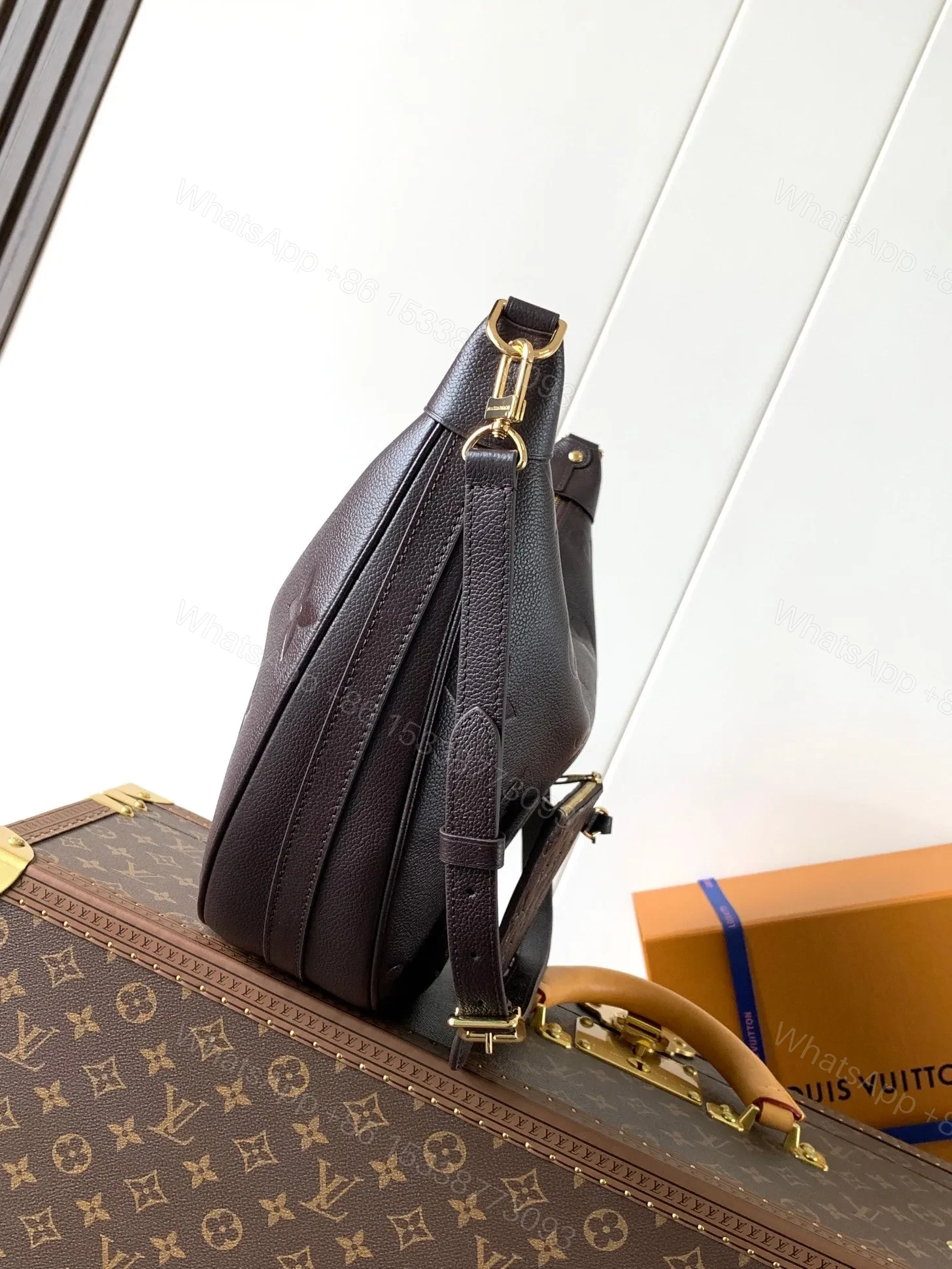 View 5 of LV LOOP HOBO 38 IN DARK BROWN MONOGRAM CALFSKIN EMBOSSED LOGO