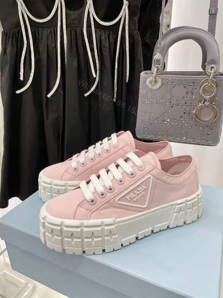 View 4 of PRADA DOUBLE WHEEL RE-NYLON GABARDINE SNEAKERS PINK – PRD084