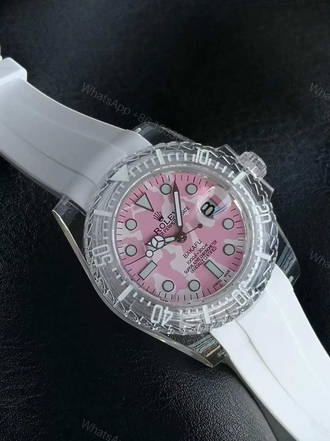 View 5 of Premium Rolex Submariner Date Phantomlab Pink Camo replica 40MM White Rubber Strap Edition RLX-SUB-DATE-PHANTOMLAB-PINK-CAMO-40MM-WHITE-RUBBER-STRAP