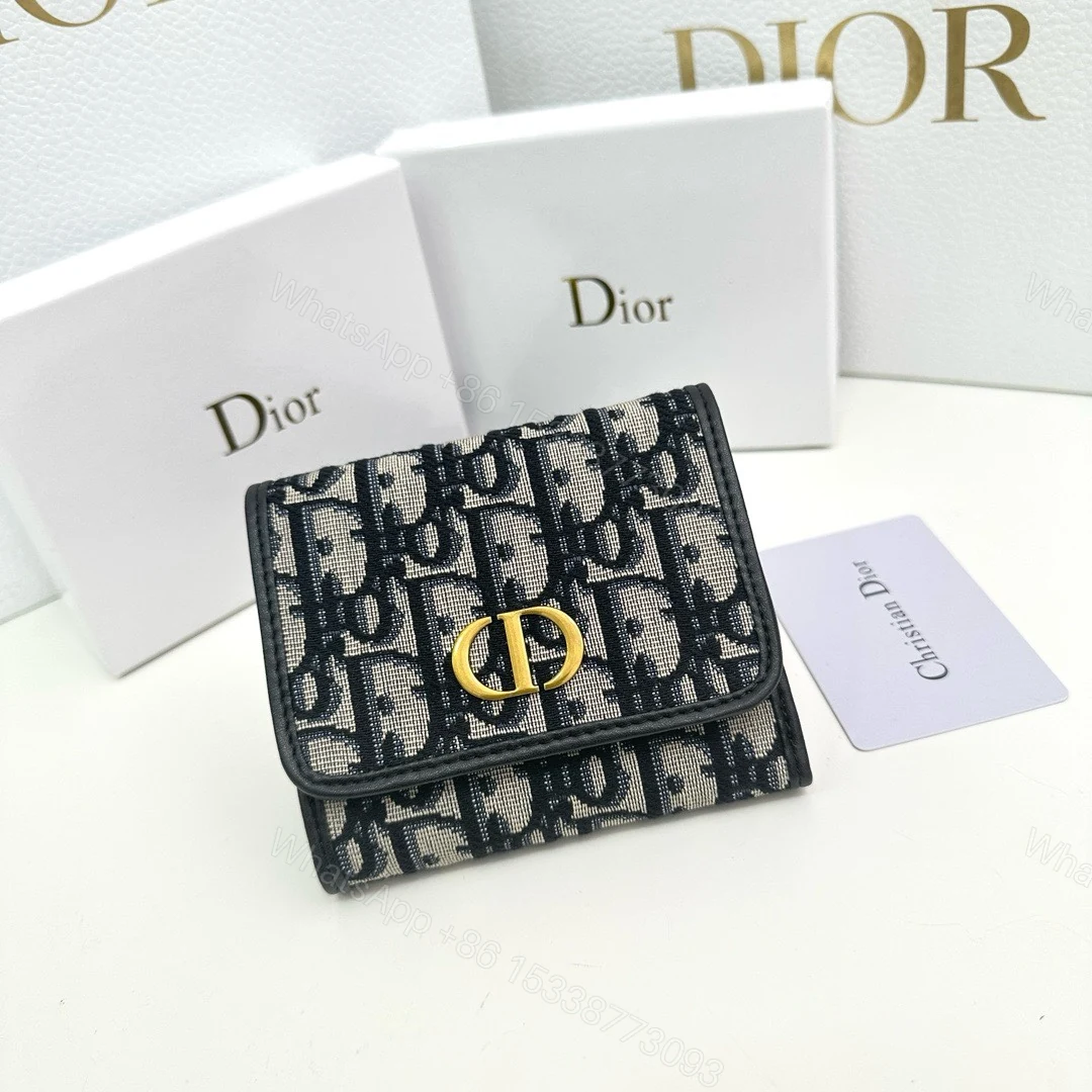 Dior高仿短夾 Oblique帆布金釦設計 女士復古風人氣款 — view 1